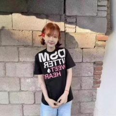 新品夏ブラックtシャツ男女アルファベットプリント