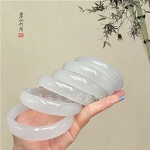 天然玉手镯批发冰种水墨玉冰翠白月光玉手镯冰料水墨丹青玉石玉镯