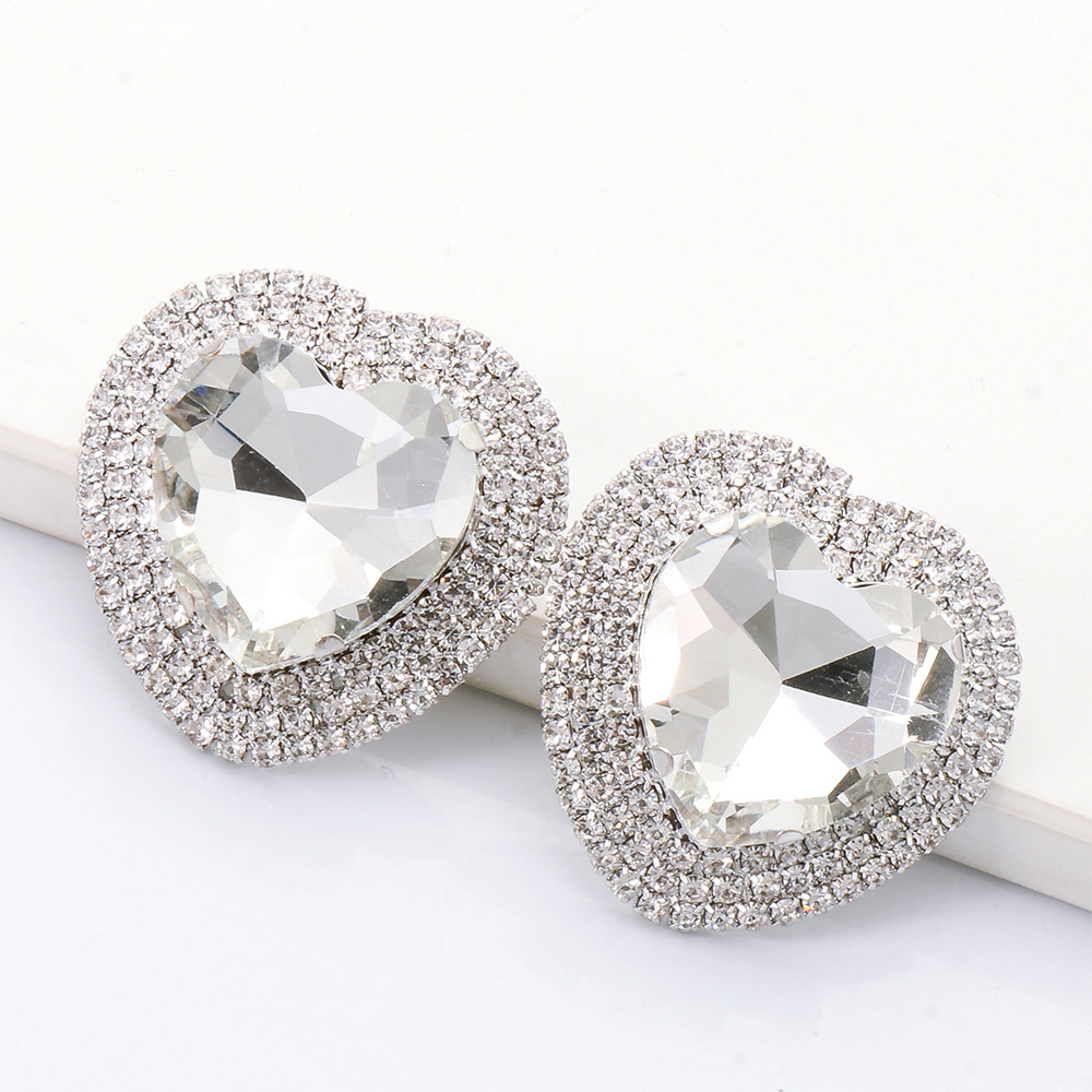 fashion heart-shaped alloy diamond earrings
