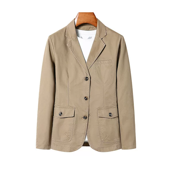 Casual Small Suit Men's Spring & Fall New Washed Cotton Small Suit Casual Suit Single Suit Large Size Business Jacket Men 5985