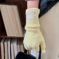 韩国同款| 长款蕾丝标分指手套保暖秋冬搭配防寒漏指可触屏女新