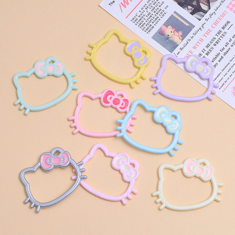 かわいい中空猫の頭漫画手作り diy ジュエリーアクセサリークリーム接着剤樹脂小物ヘアピン材料パッケージ|undefined