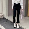 Fitted black flared trousers, 2021 collection, high waist, autumn