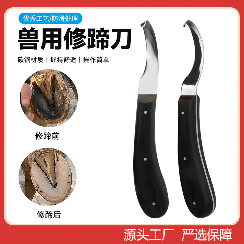 Special hoof trimming knife for horses, sheep, donkeys, and cattle; hoof trimming tool; straight blade; ambidextrous hoof trimming tool; ranch-specific.