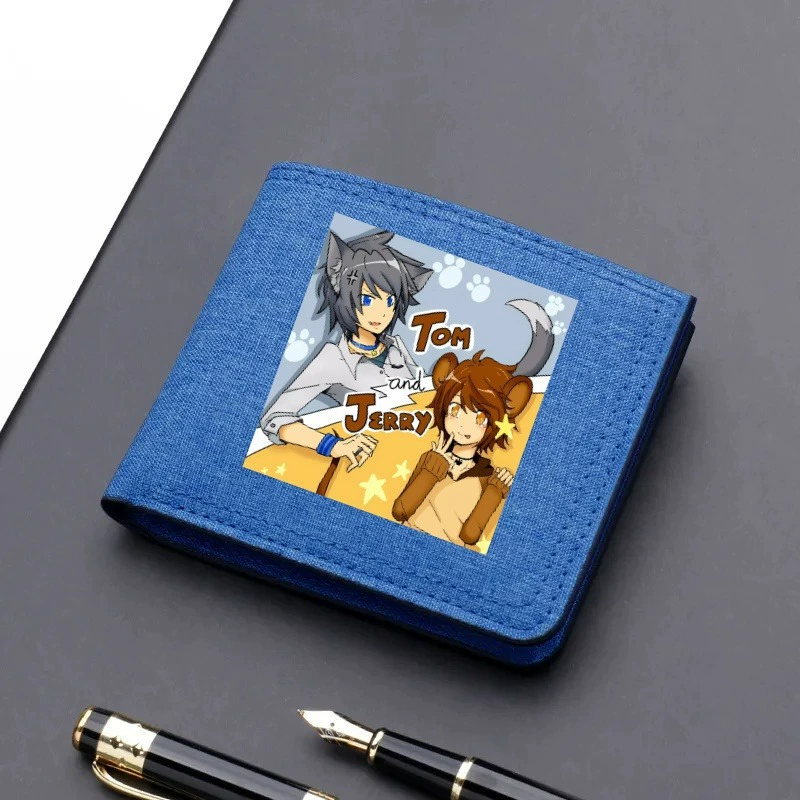 Короткое denim кошелек с молнией в виде мультфильма