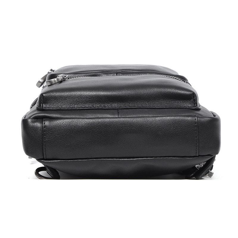 Túi đeo chéo nam da bò thật kiểu túi đeo ngực chống trộm 18×8×31 cm — Màu đen chi tiết 7