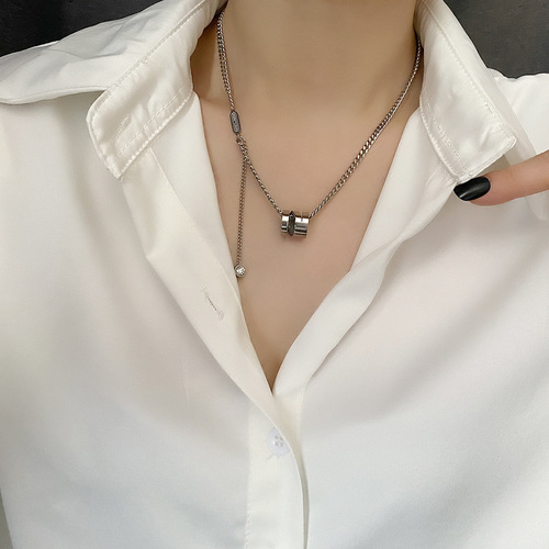  New Spring Metal Tank Top Chain Slim Waist Titanium Steel Non-Fading Necklace Fashion Clavicle Chain Neck Chain for Women