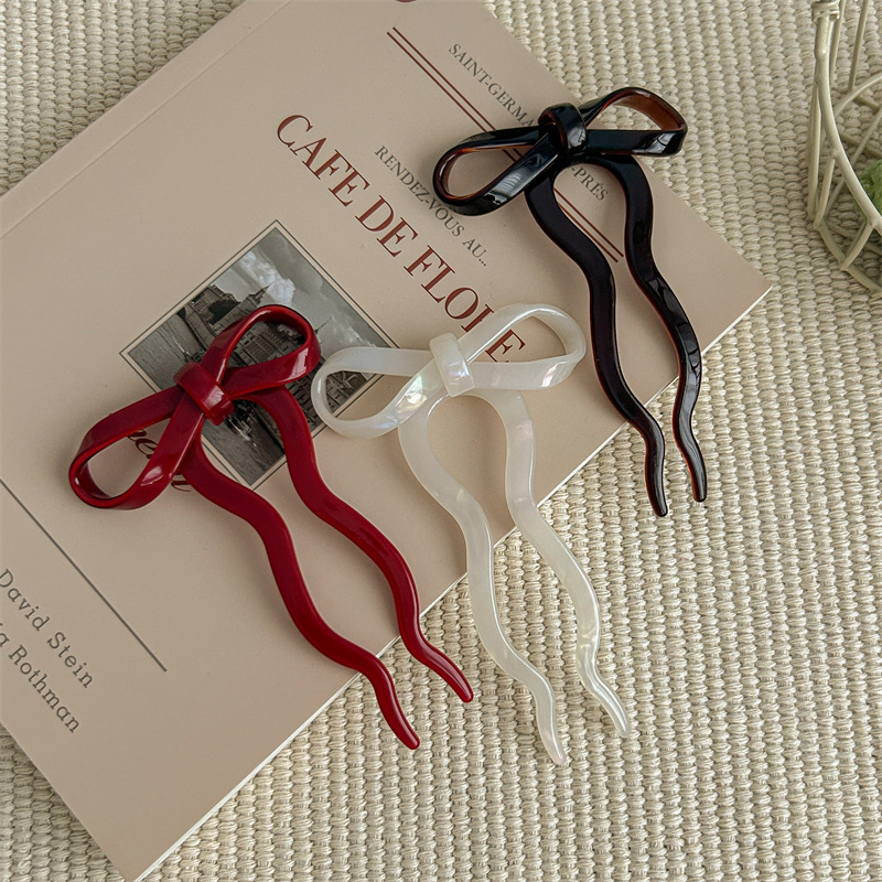 15g Weight Hairpin Hair Accessories Type 1 Piece Quantity Party, Festival Occasion Acetic acid sheets Material Bow Knot Pattern Women's Gender Princess, Sweet Style Women's Princess Sweet Bow Knot Acetic Acid Sheets Hairpin 1