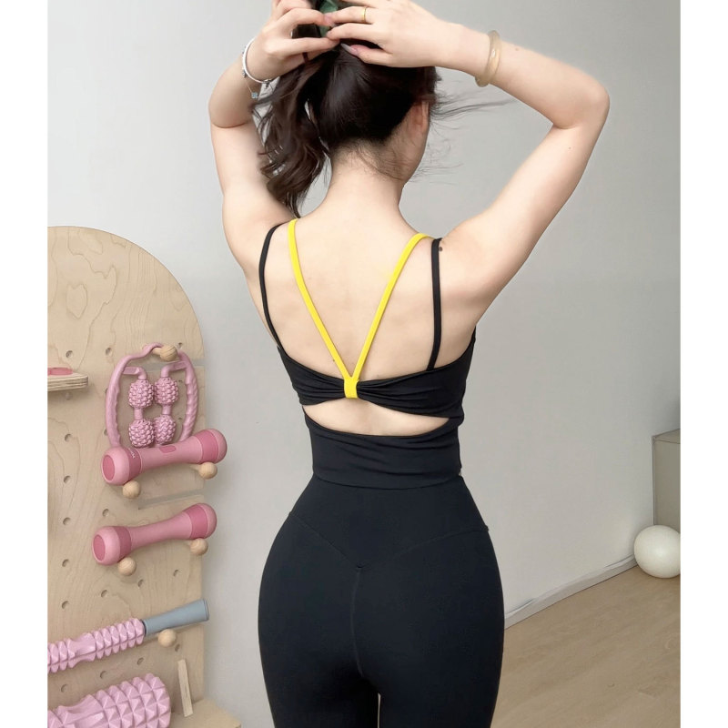 运动内衣女夏季美背防震瑜伽服背心一体式收副乳跑步训练健身文胸|undefined