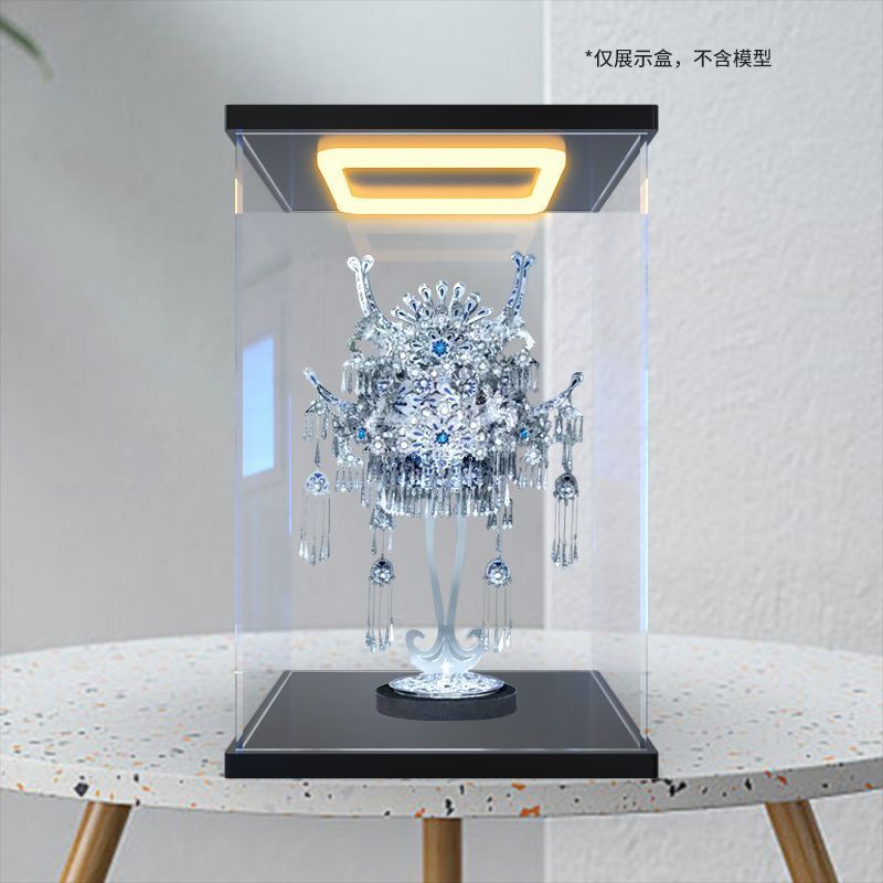 适用【非遗】拼酷苗银冠饰3D立体拼图国风亚克力带回型灯展示盒|undefined