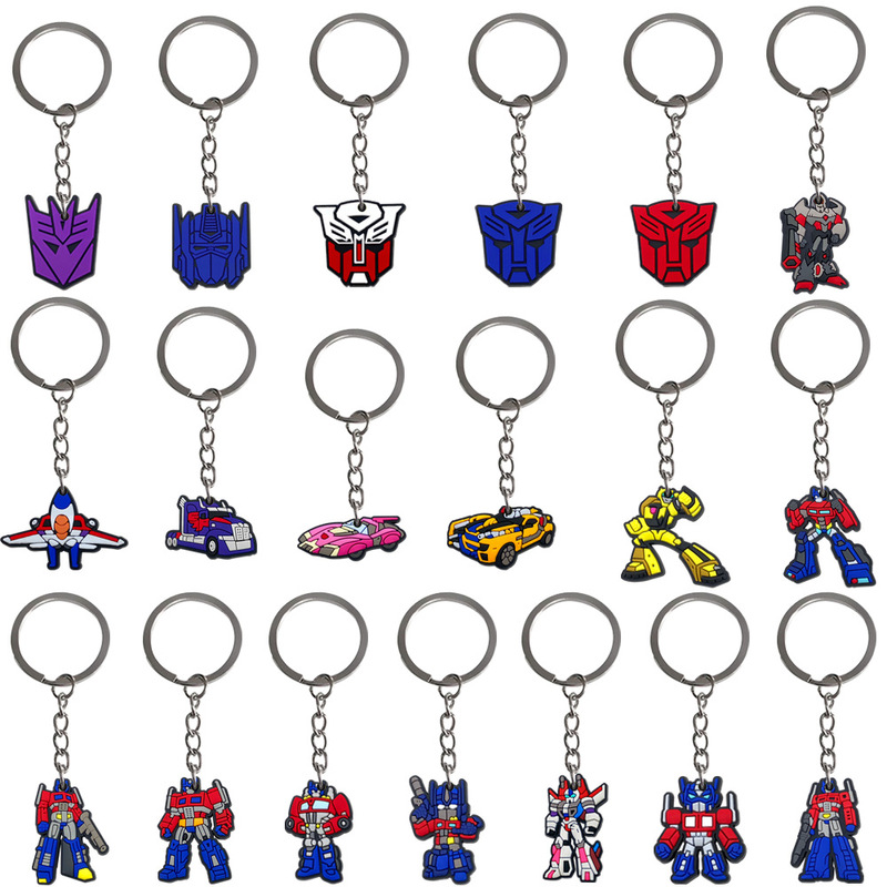 Transformers keychain PVC soft rubber keychain cartoon cute backpack pendant keychain high-end accessory