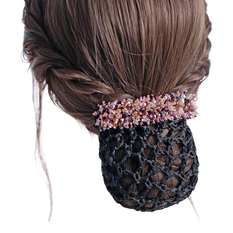 Professional hair flower rhinestone hairpin temperament hairpin word clip simple temperament hair net pocket spring clip net pocket hair accessories