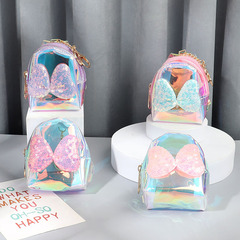 2023 New Laser Bow PVC Transparent Coin Purse Creative Headphone Bag Keychain Lipstick Bag Coin Bag