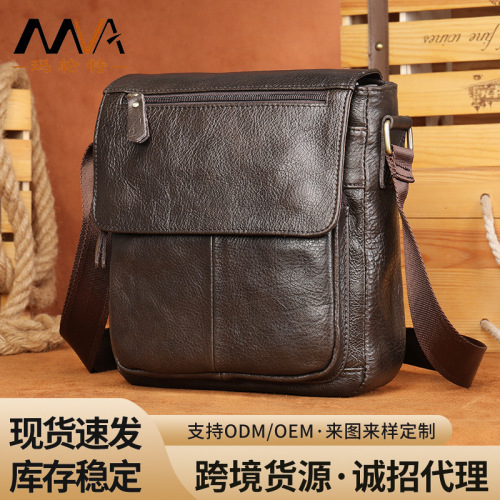 Foreign trade cross-border men's bag genuine leather shoulder bag casual cowhide crossbody bag business shoulder bag men bag
