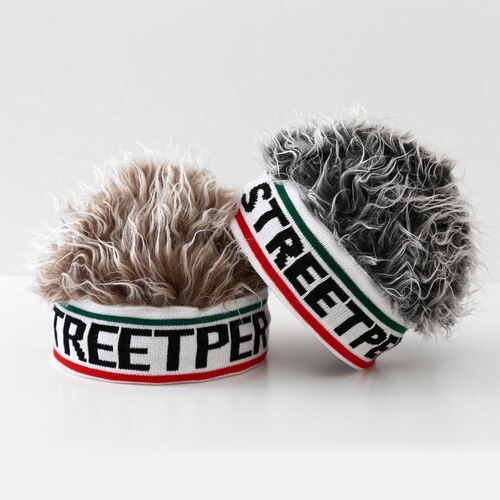 Southeast Asian cross-border stylish fake hair short cap retro hip-hop parody brimless hat knitting cap