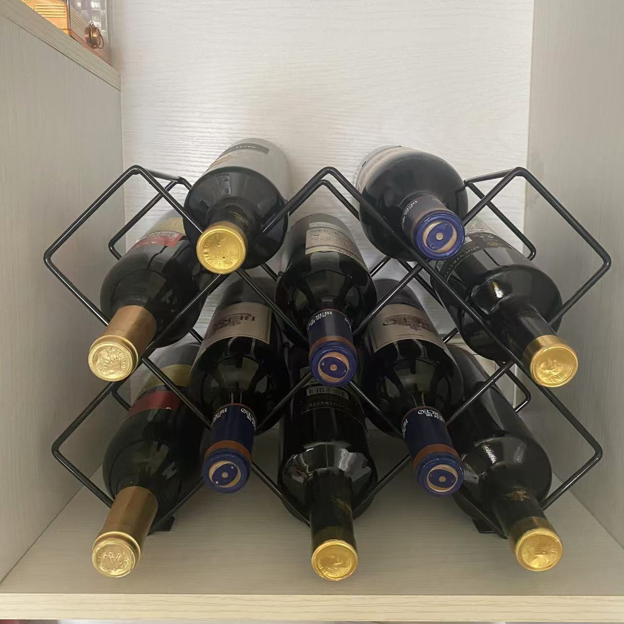 Simple High-grade Red Wine Rack Ornaments Home Creative Grid Wine Display Rack Wine Cabinet Oblique Red Wine Storage Rack