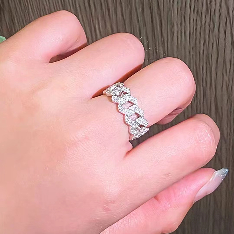 Ring with stone with zircon hip-hop style