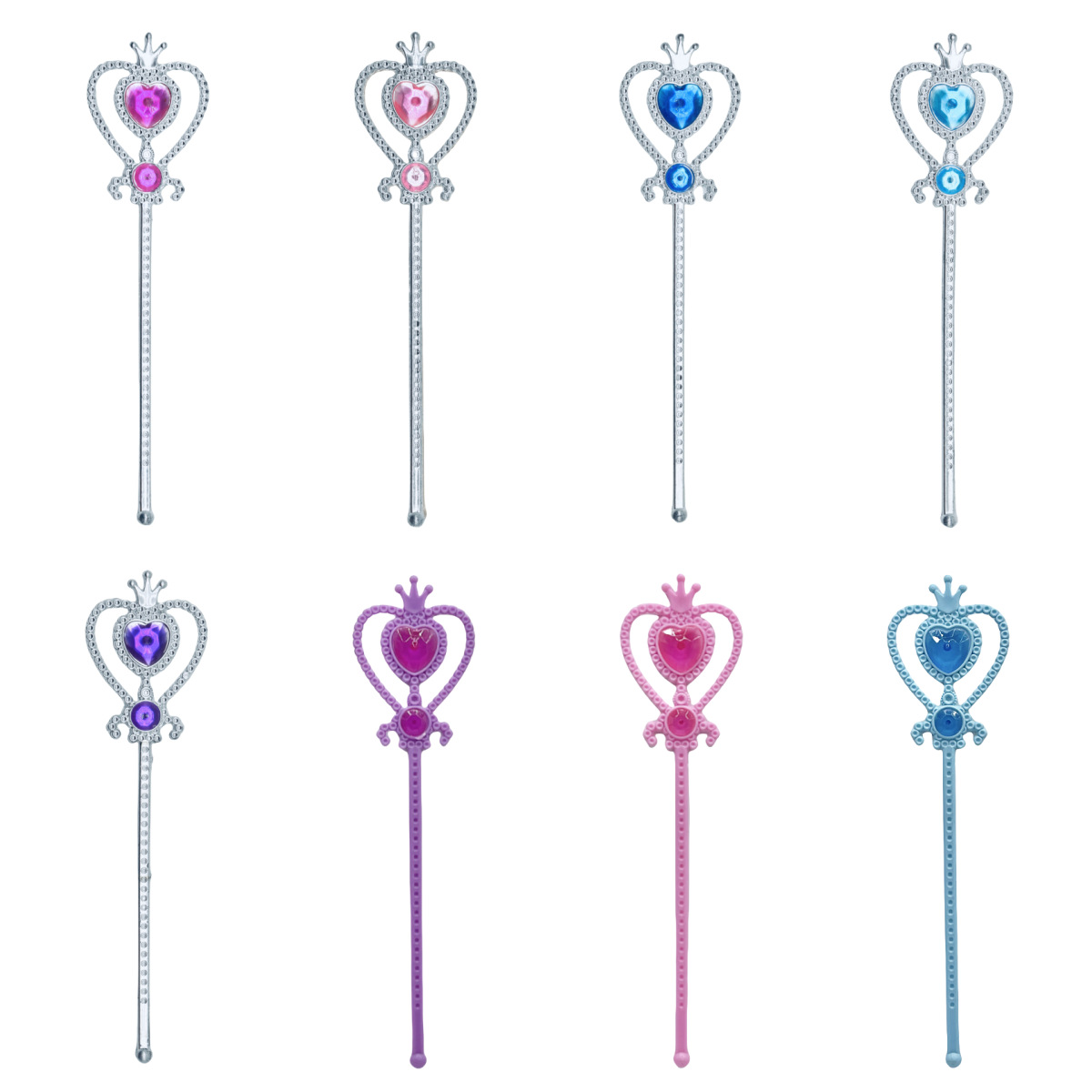 Children's Diamond-Plated Magic Wand Heart-Shaped Cane Girl's Heart Scepter Fairy Wand Play House Accessories Wholesale