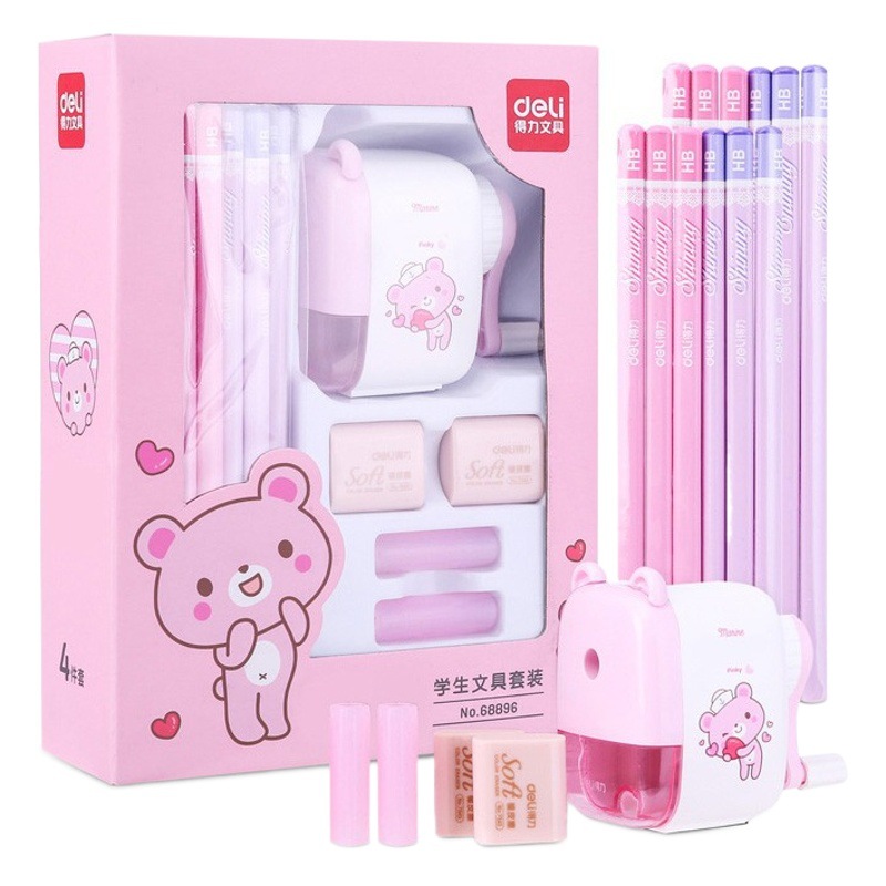 Set de papelería Deli en caja de regalo, para primer grado, cumpleaños o Día del Niño, paquete escolar completo