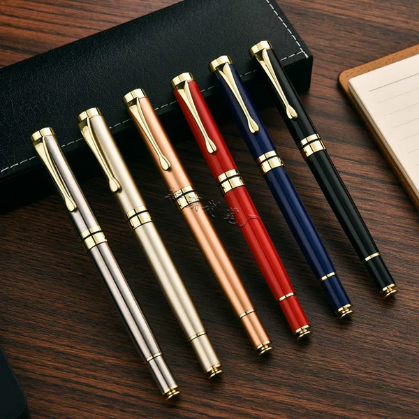 Wholesale Spot Cross-Border Black Metal Signature Pen Ballpoint Pen Business Gift Pen Advertising Pen Set with Logo Printed