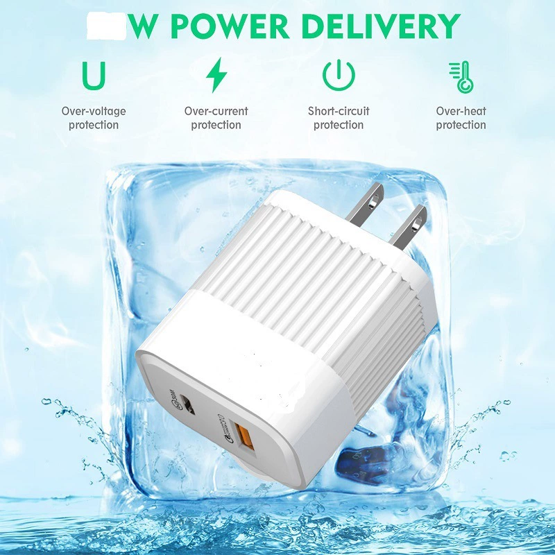 Двойное зарядное устройство PD10W для мобильных телефонов Android с быстрой зарядкой Type-C, подходит для зарядной головки Apple 1213USBQC3.0