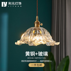 Nordic Japanese brass glass single pendant dining table small pendant light for bed and breakfast hallway entrance bar restaurant pendant light