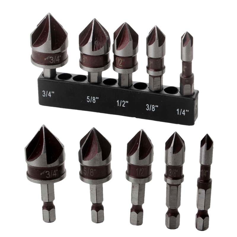 5pcs红色六角柄五刃倒角器2