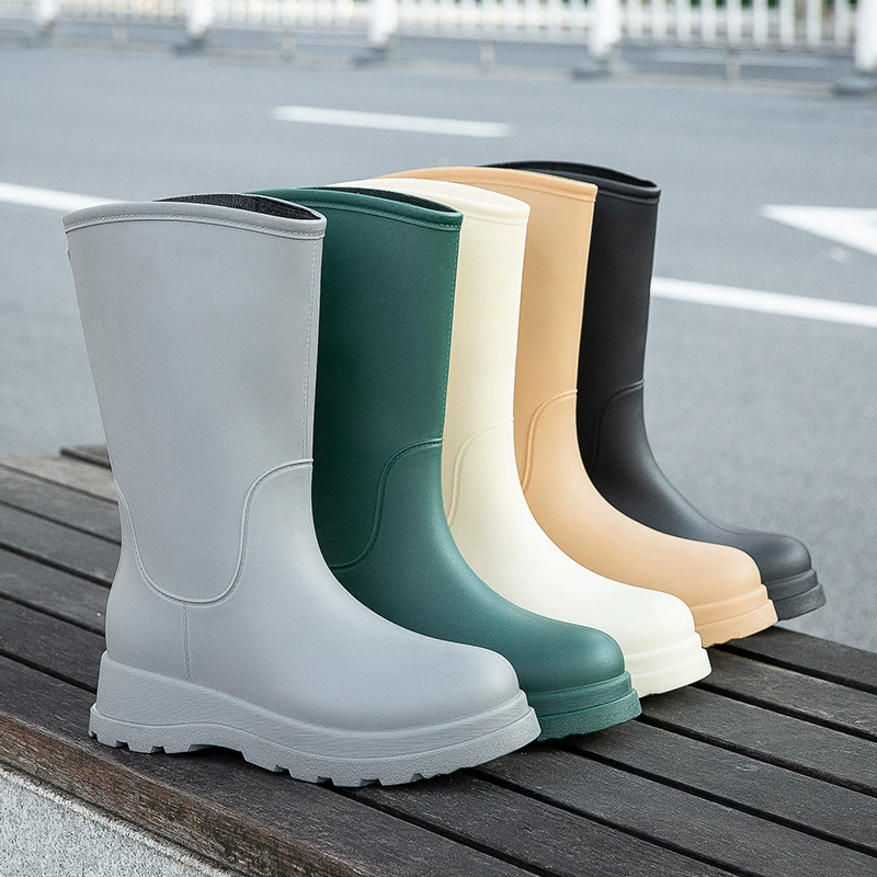 Модные женские дождевые сапоги водонепроницаемые нескользящие дождевые сапоги