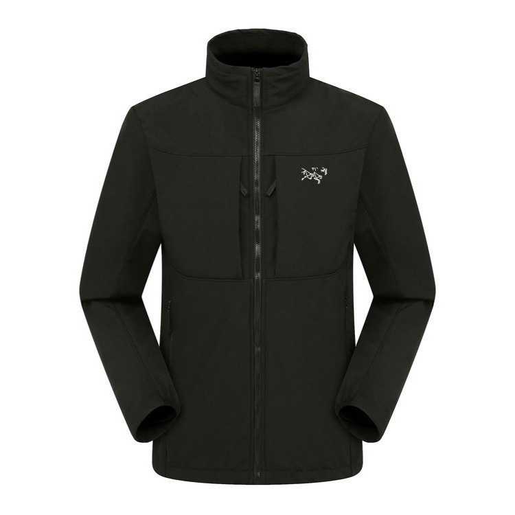 Embroidered Bird Design Softshell Jacket for Men, Large Size, Windproof, Waterproof, Thickened, Integrated Fleece Jacket, Men's Outerwear