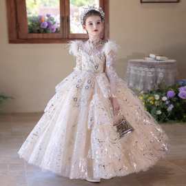 女童礼服高端轻奢小众主持人儿童生日女孩公主裙洋气钢琴演奏冬季