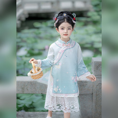 明制儿童新中式国风汉服女童旗袍裙套装甜美时尚可爱唐装一件代发