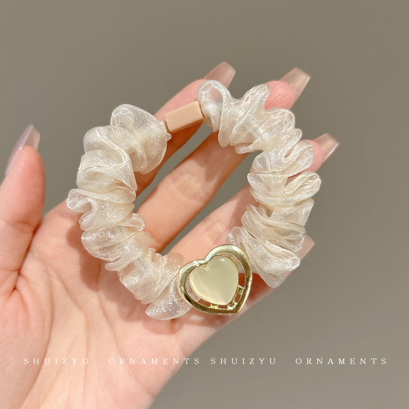 Perlas de terciopelo de alta sensación, anillo de cabello de intestino grande, temperamento femenino elegante, cuerda de cabello de cola de caballo baja, cuerda de cabello de alta elasticidad no dañada