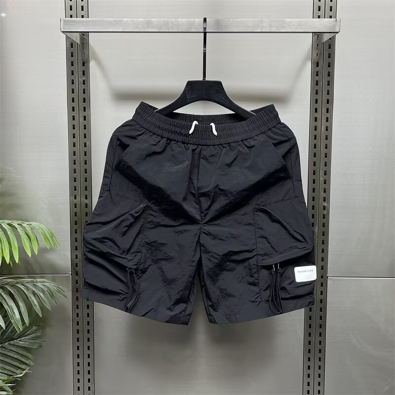 2025 Summer Loose Cropped Pants Men's Summer Quick-drying Sports Tooling Shorts Sense Multi-pocket Breathable Medium