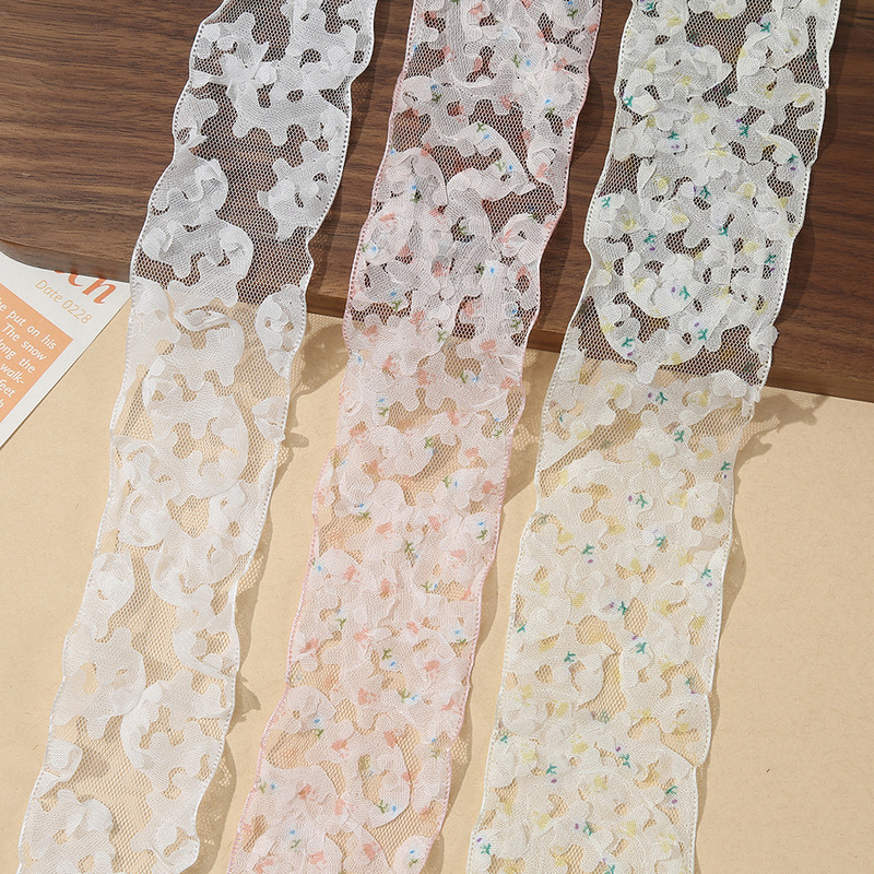 Popular Fashion Cut Out Lace Webbing DIY Hair Accessories Bow Hairpin Hair Hoop White Elastic Lace