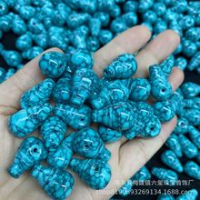 高瓷度菱镁矿网花水草纹三通配饰 优化绿松石圆珠老型珠厂家批发