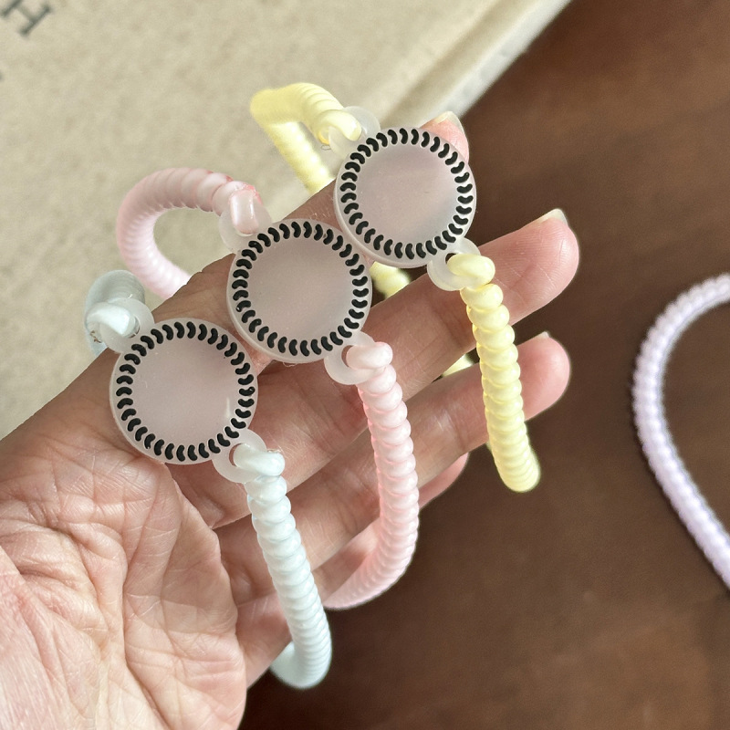 女性用交換用電話コードヘッドバンド TT リングインターネットセレブスポーツファッションニッチポニーテールヘアアクセサリーハイエンド洗顔ヘアロープ|undefined