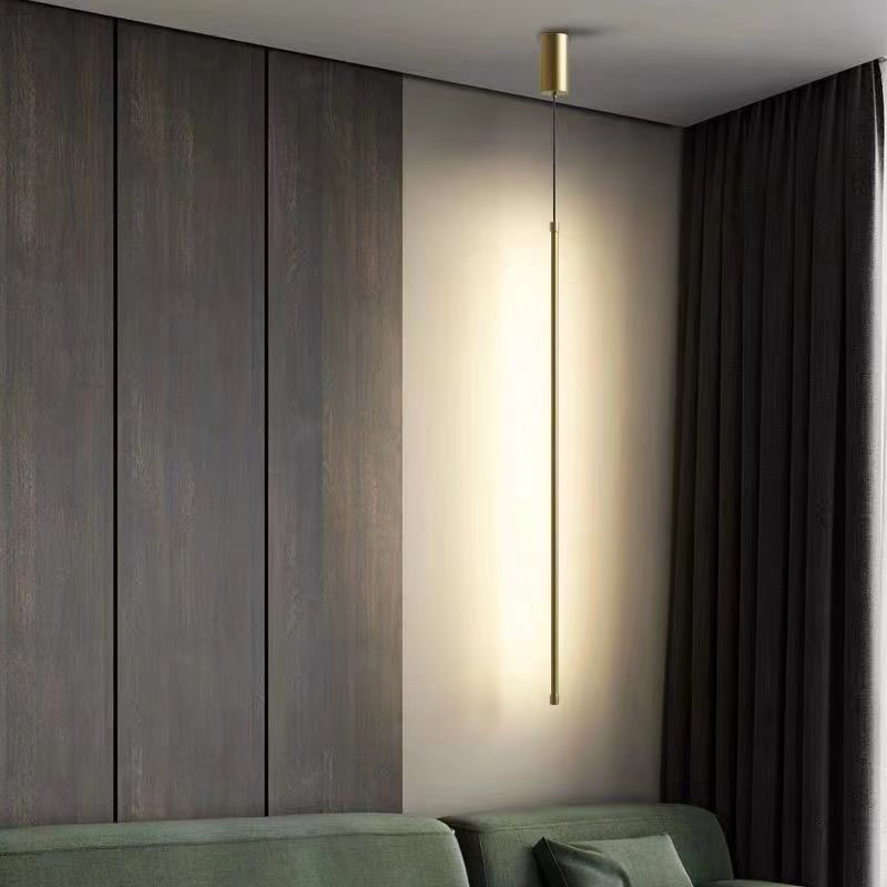 Cálido candelabro de pared de fondo de sala de estar led luz moderna de lujo simple luz luz lámpara de barra de bar tipo línea de pescado lámpara de noche de dormitorio