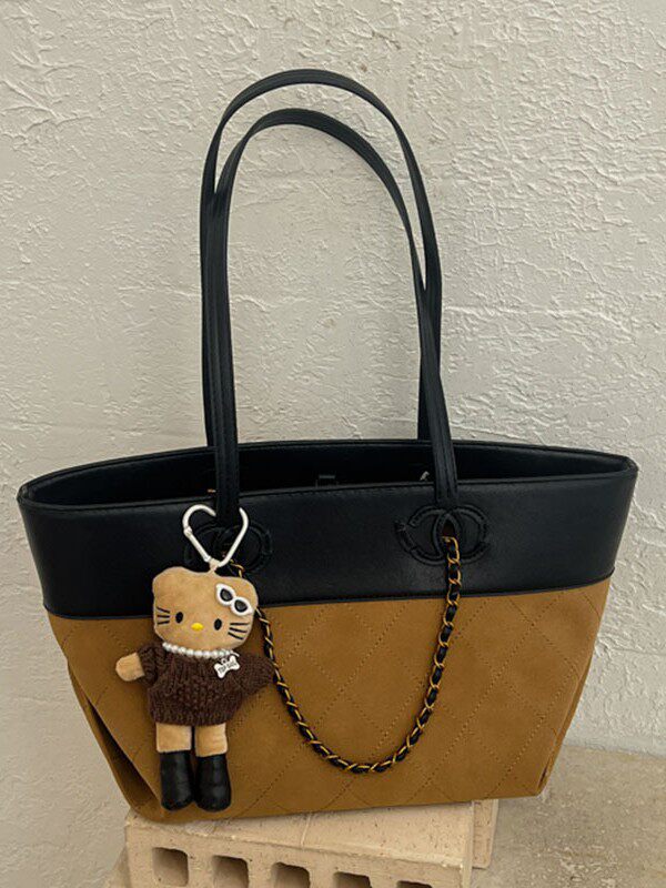 Túi tote nữ da PU cao cấp thiết kế tối giản dáng shopping bag dung lượng lớn đi làm — Màu vàng nâu không có mặt dây chuyền, Màu xanh lá cây không có mặt dây chuyền, Màu xám không có mặt dây chuyền, kaki không có mặt dây chuyền