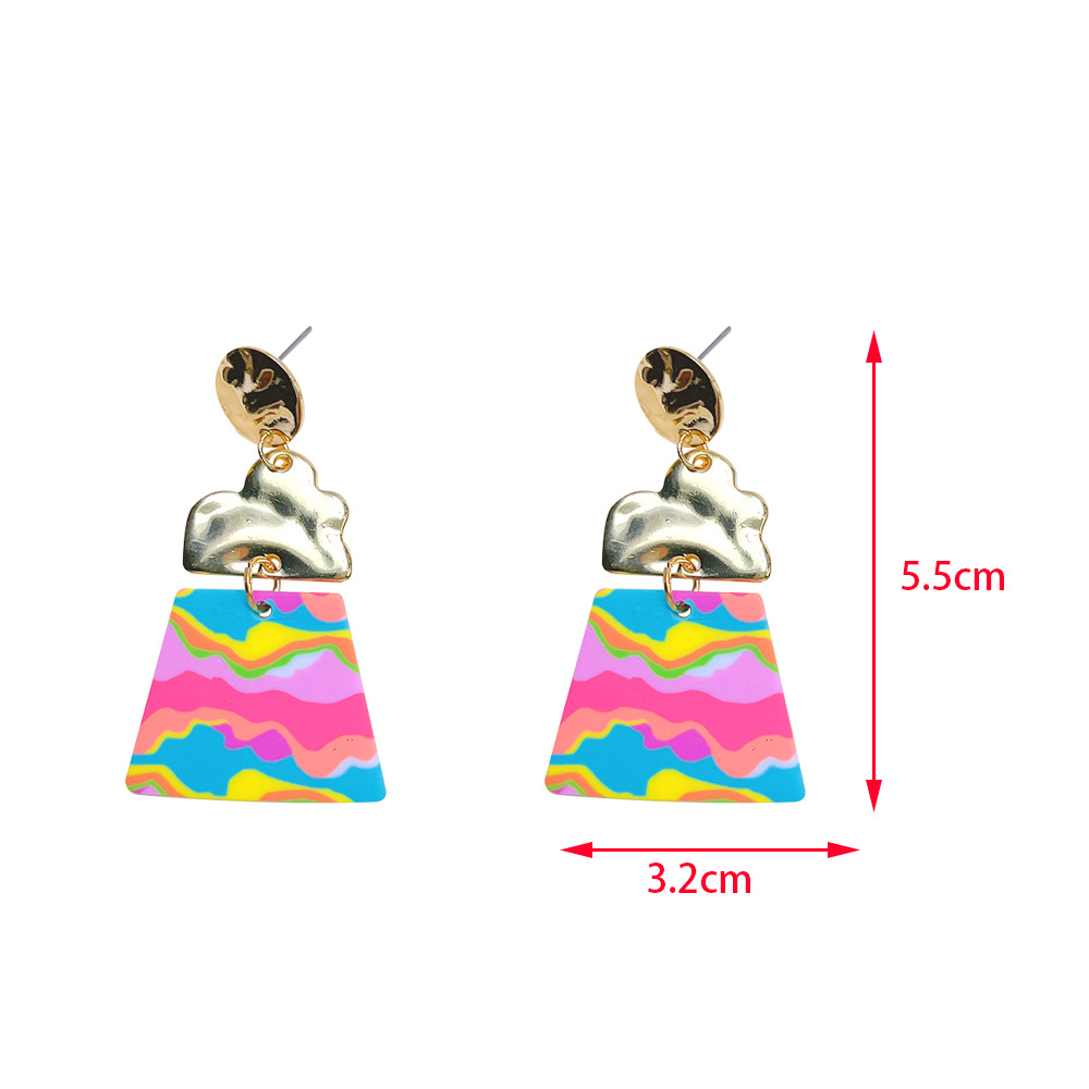 1 Pair Fashion Color Block Water Droplets Alloy soft clay Patchwork Womenu0027S Chandelier Earrings