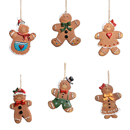 New Christmas tree fried gingerbread man pendant Christmas creative resin ornaments pendant scene arrangement pendant