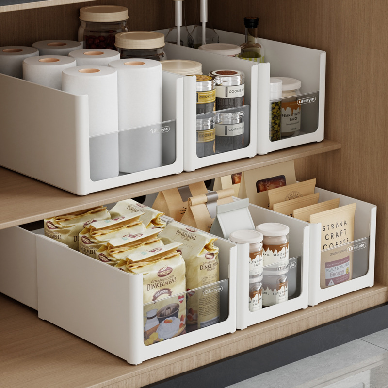 Expandable Right-Angle Storage Box, Transparent Partitioned Kitchen Storage Organizer, Thickened Storage Box
