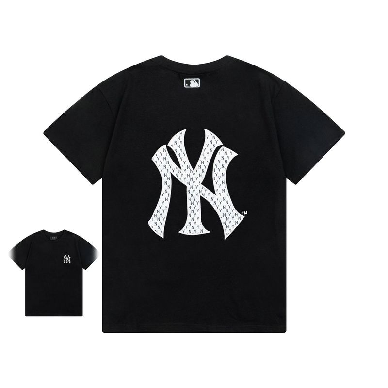クロスボーダー MLB&NY ベーシックプリント高品質レディース T メンズ半袖コレクション共同ブランドの純綿通気性ボトリングシャツ|undefined