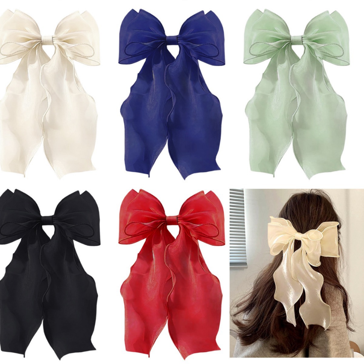 Cross-border Super Fairy Mermaid Hairpin Bow Ribbon Hot Selling Accessories Girl Shark Clip Children's Hair Accessories Summer