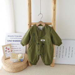 Baby clothes 2025 new spring outfit baby stylish fisherman pants onesie 100 days birthday infant outdoor wear