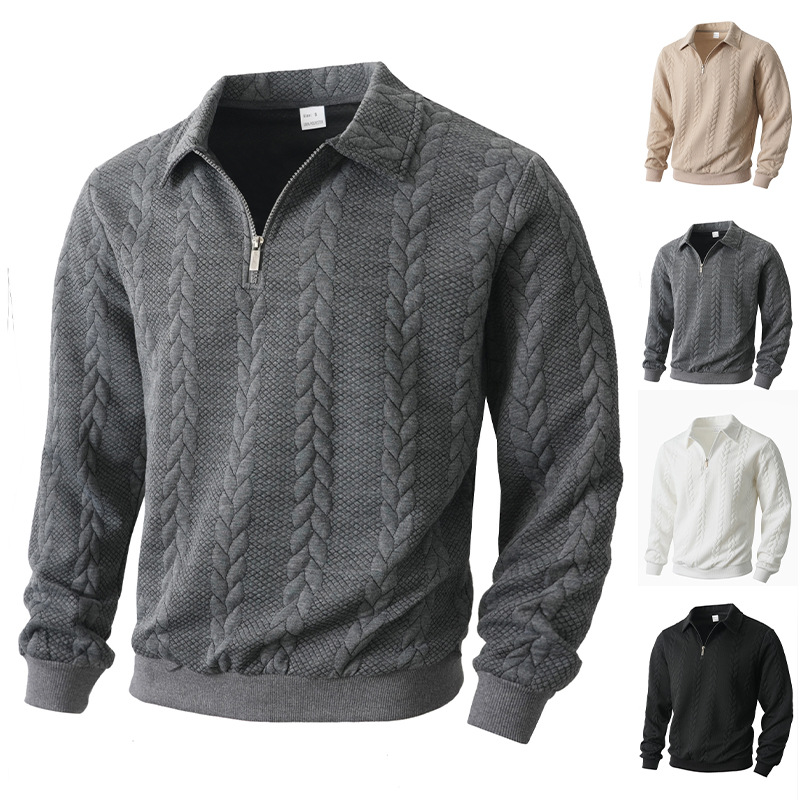 Primavera y otoño ropa de hombre transfronteriza nueva Europa y América comercio exterior exterior exterior ocio al aire libre chaqueta de manga larga con solapa de semiacremallera chaqueta