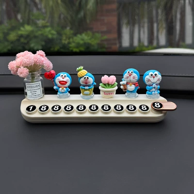 Car Decoration Ornaments, Nömrəli dayanma kartı - 4-jingle-cats-tulips-pink-daisies-beige-aromatherapy-stop-sign