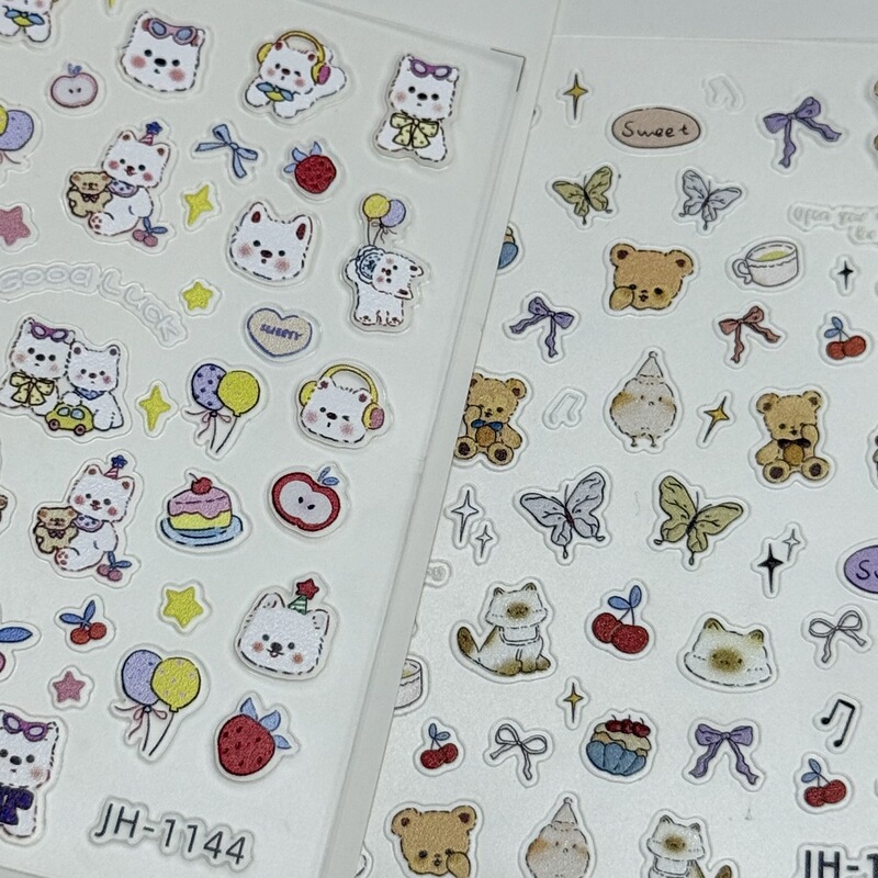 Little Bear's new colorful 3D nail art stickers cute butterfly cherry star DIY phone water cup nail stickers Little Bear's new colorful 3D nail art stickers cute butterfly cherry star DIY phone water cup nail stickers
