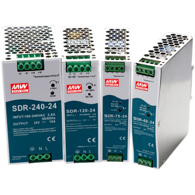 Mingwei nuevo SDR - 120 / 240 / 480 montaje de riel 12V24V36V / 48V fuente de alimentación de conmutación ultra delgada