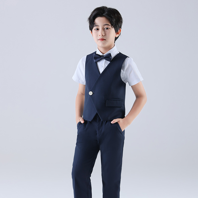 Trajes para niños, chalecos individuales, primavera y otoño, nuevos niños, bodas de estilo británico, niños de flores, trajes de actuación de estilo universitario, vestidos de color sólido