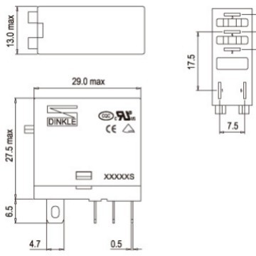 ���DINKLE ��˿�̶����׽����ͼ̵��� 1���� �������, 230V 12A